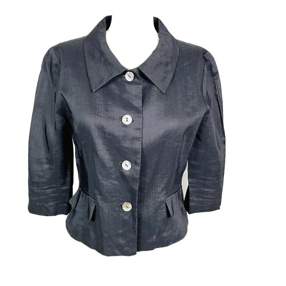 Vintage Tomorrowland Ballsey Evening Jacket XS Black Button-Front 3/4 Sl…